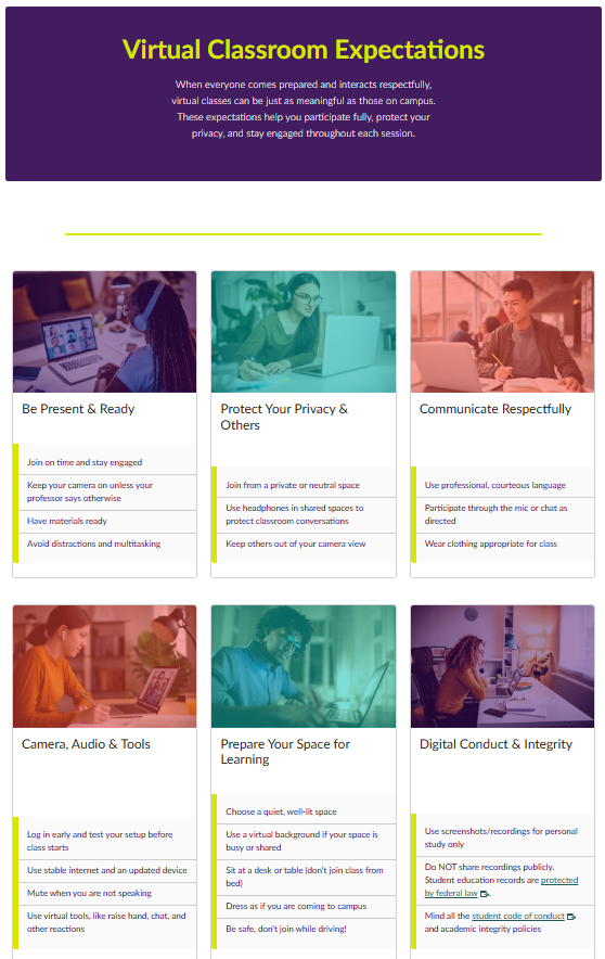 FSW Virtual Classroom Expectations